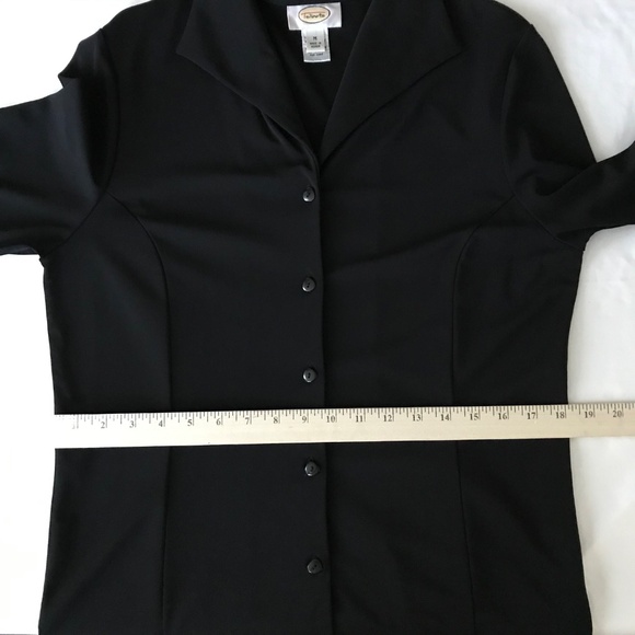 TALBOTS Black Blouse Button Down Collar Long Sleeve Women’s Size Medium - Picture 13 of 16